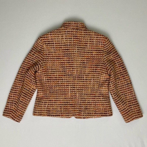 TALBOTS Womens Size 12 Orange/Pink/Brown Tweed 100% Wool Lined Blazer - Picture 2 of 7